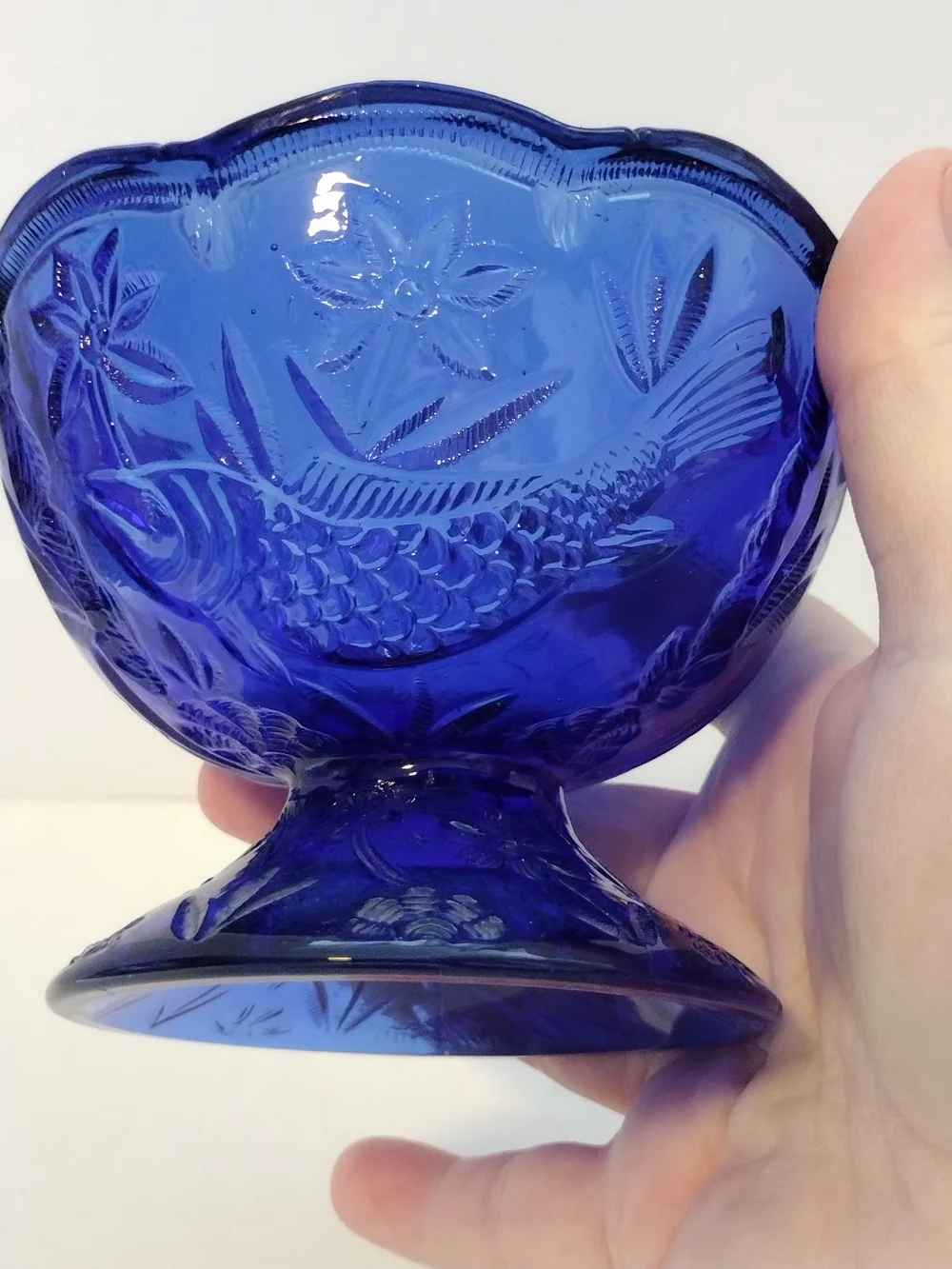Indiana Glass Cobalt Blue Pressed Glass Pedestal Dish